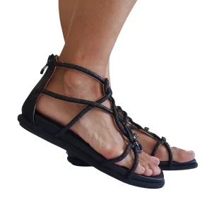 Alma en Pena Sandalo Infradito Donna Zeppa 2,5 cm. Pelle Black Strass Black Rif.426