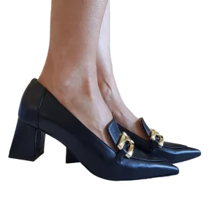 Andrea Pinto Mocassino Donna Nero accessorio Oro Rif.940