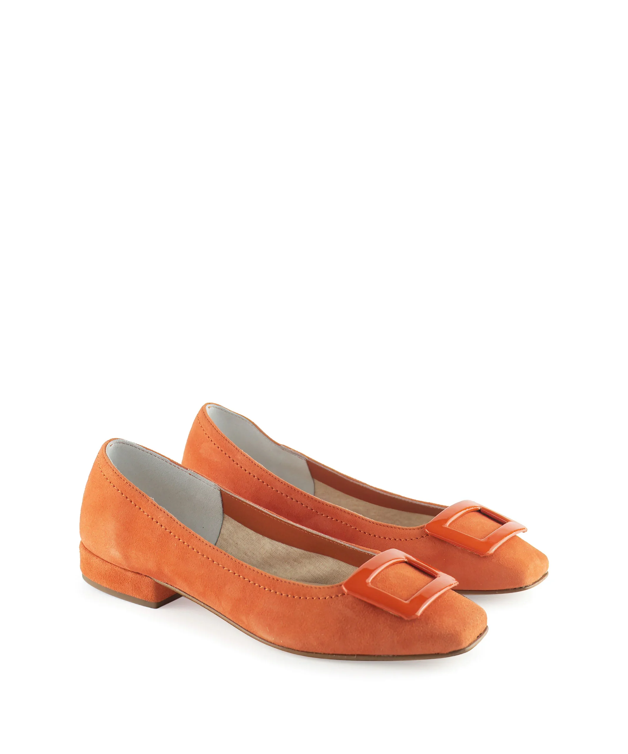 Ballerina punta quadrata con fibbia arancio - immagine 3