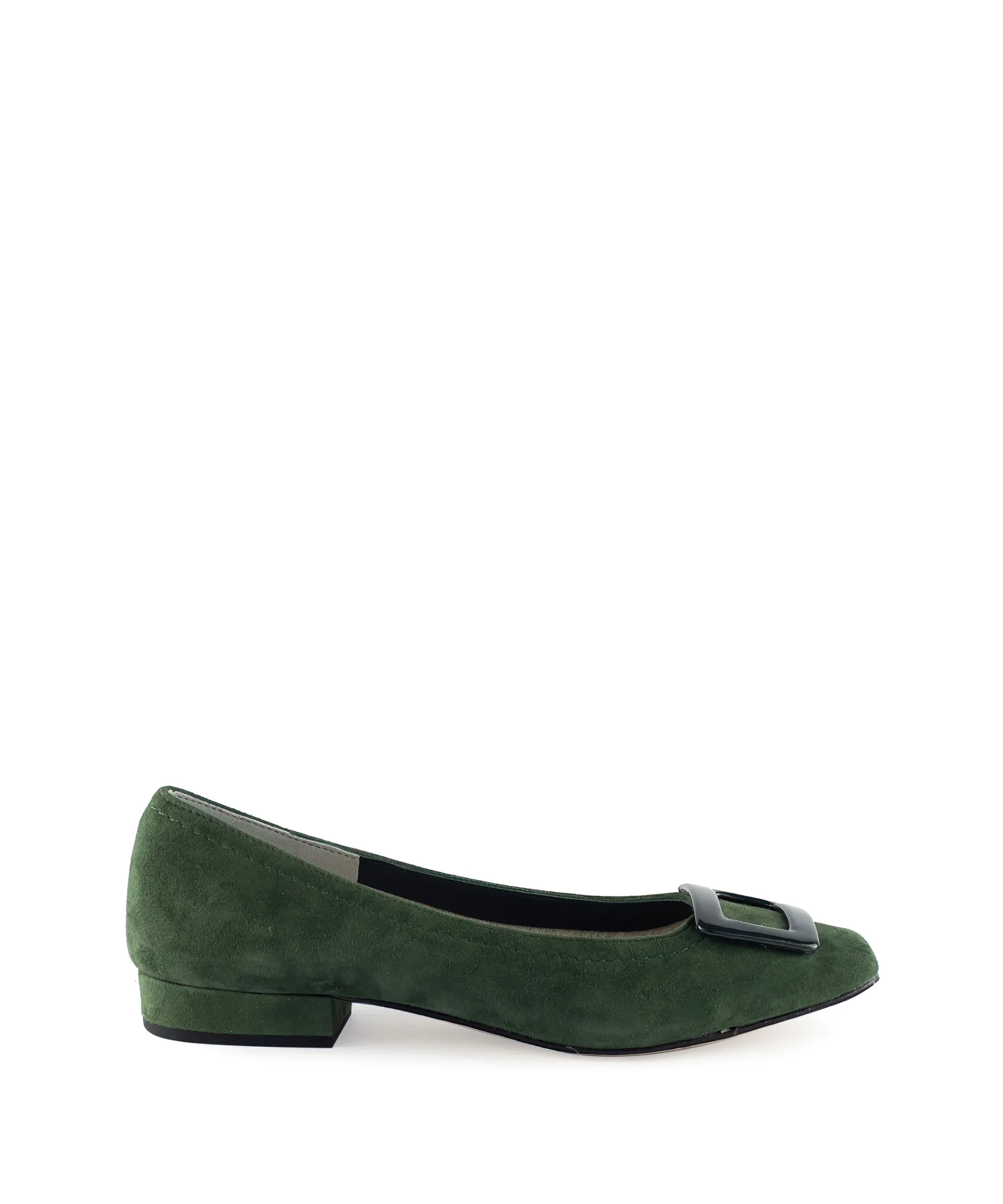 Ballerina punta quadrata con fibbia verde - immagine 2