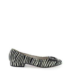 Ballerina punta quadrata con fibbia zebra