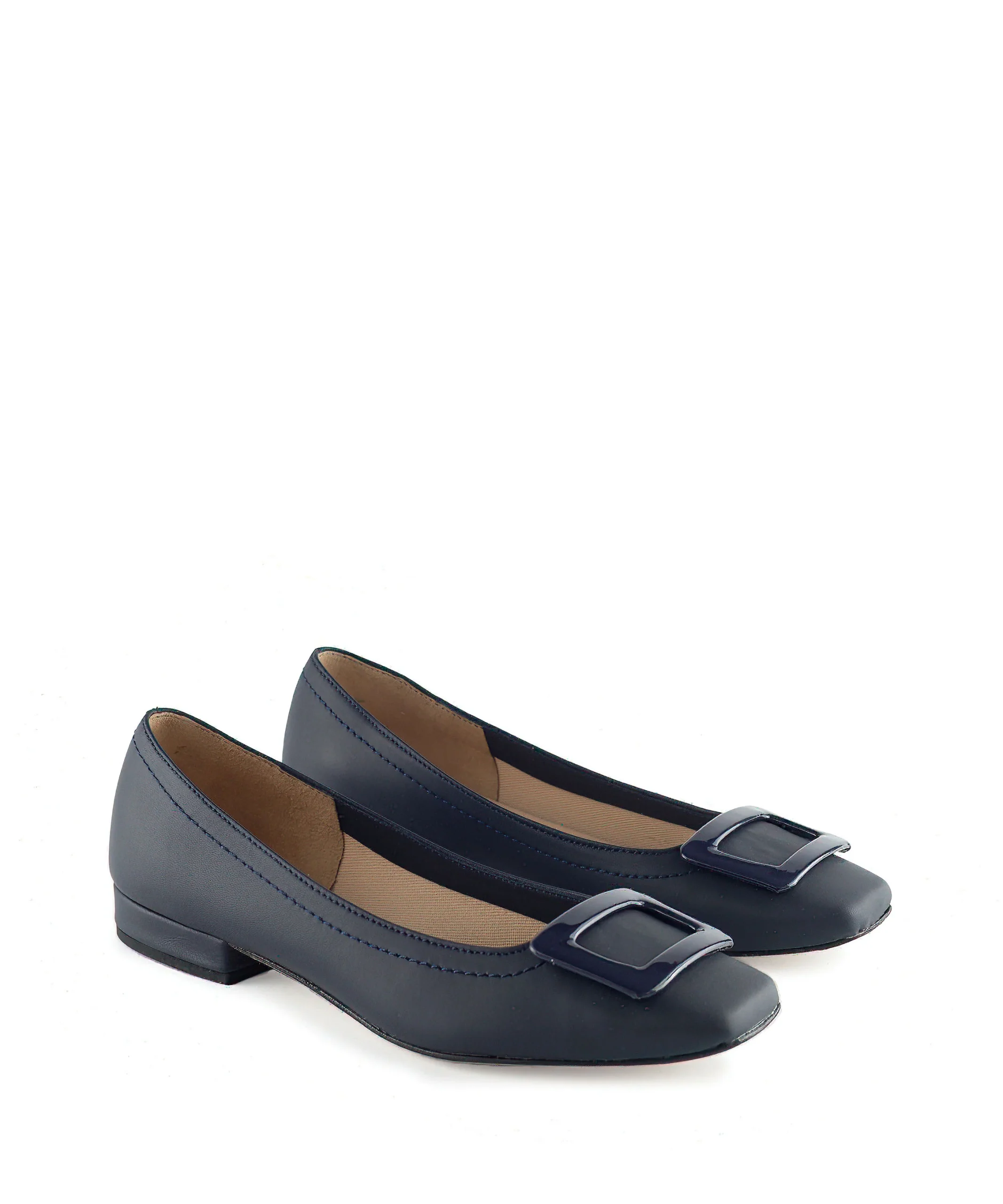 Ballerina punta quadrata con fibbia blu navy - immagine 3