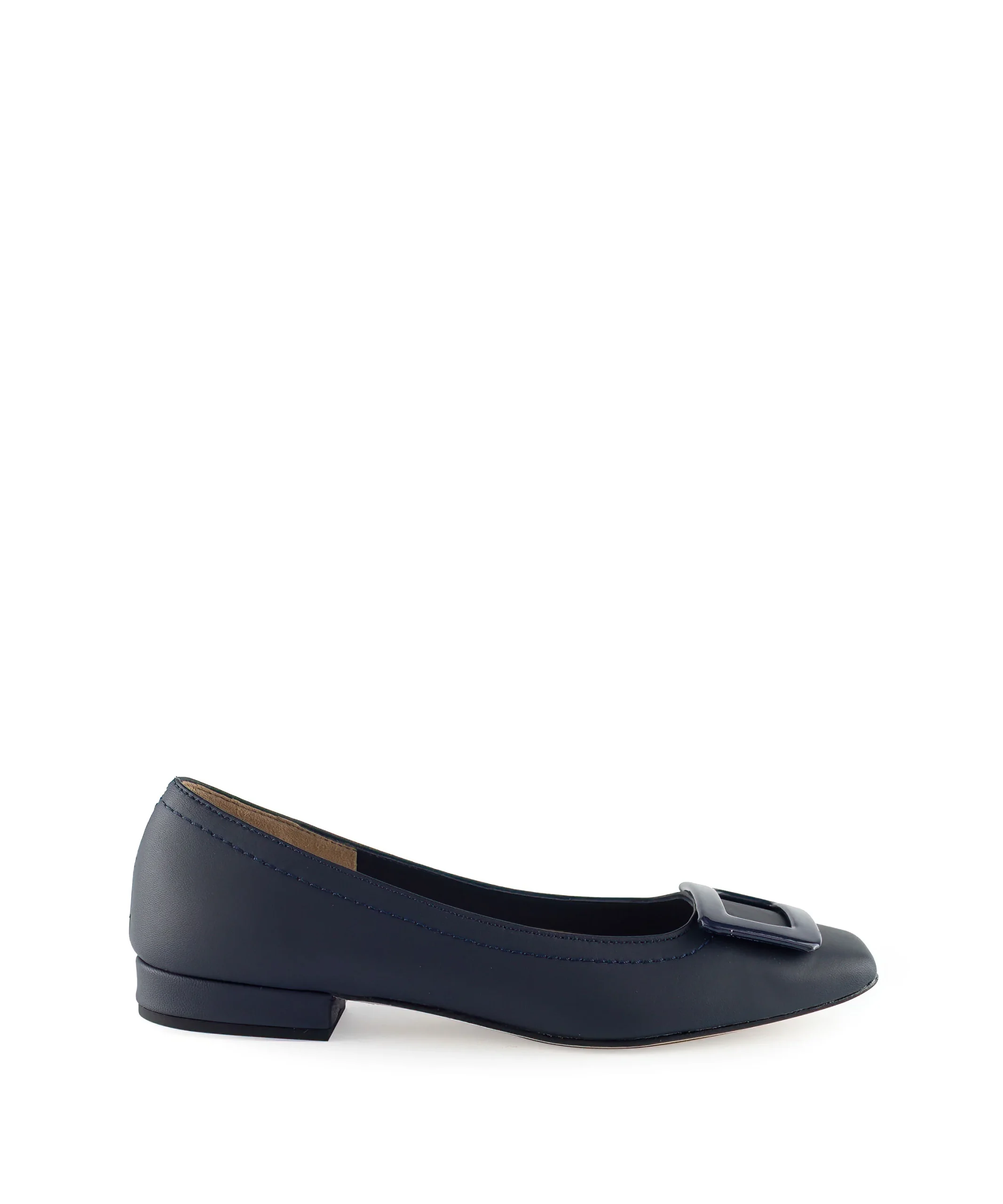 Ballerina punta quadrata con fibbia blu navy - immagine 2