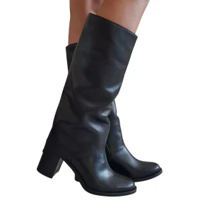 Tattoo Stivale Donna Pelle Nero Rif.756