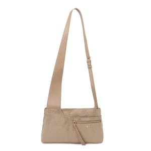 Borsa donna a tracolla in suede con zip frontale LW192