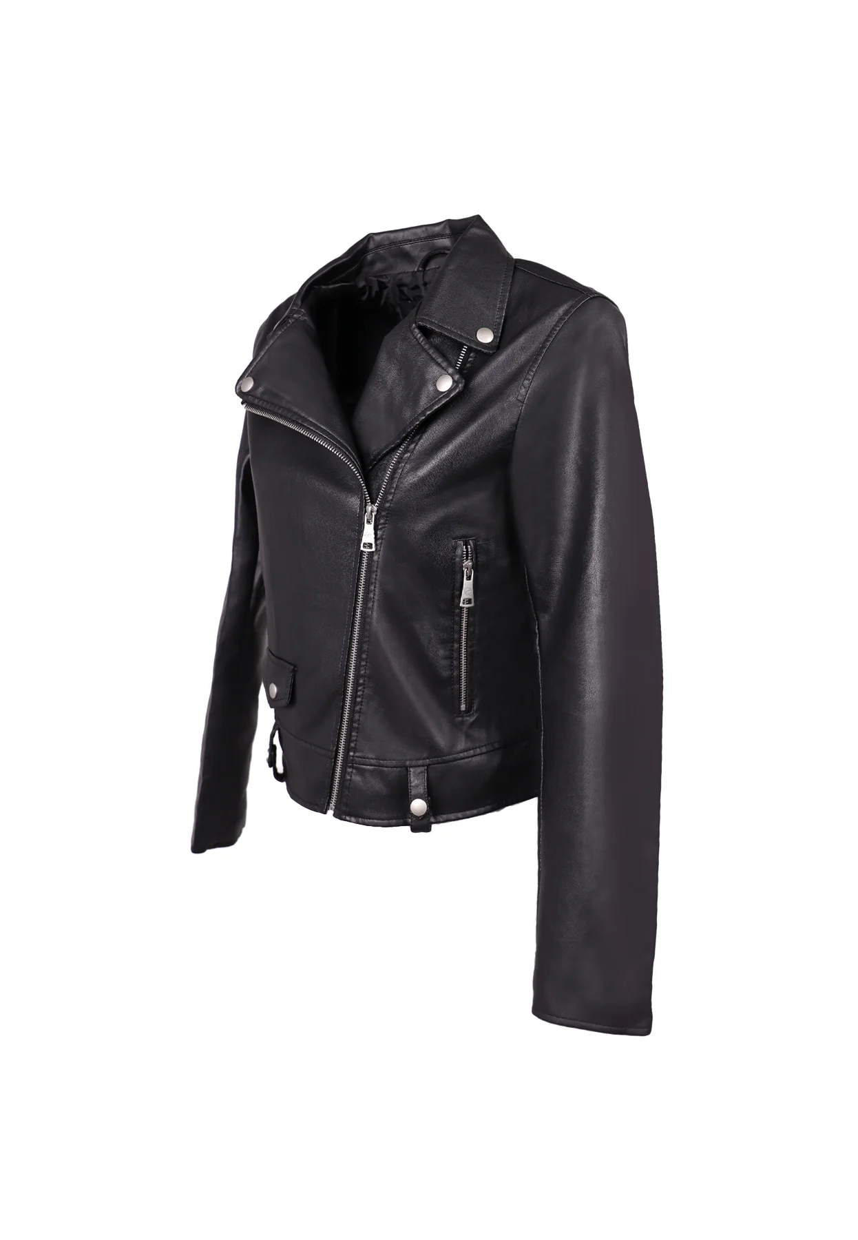 Giacca biker nera in ecopelle Y4005 - immagine 3