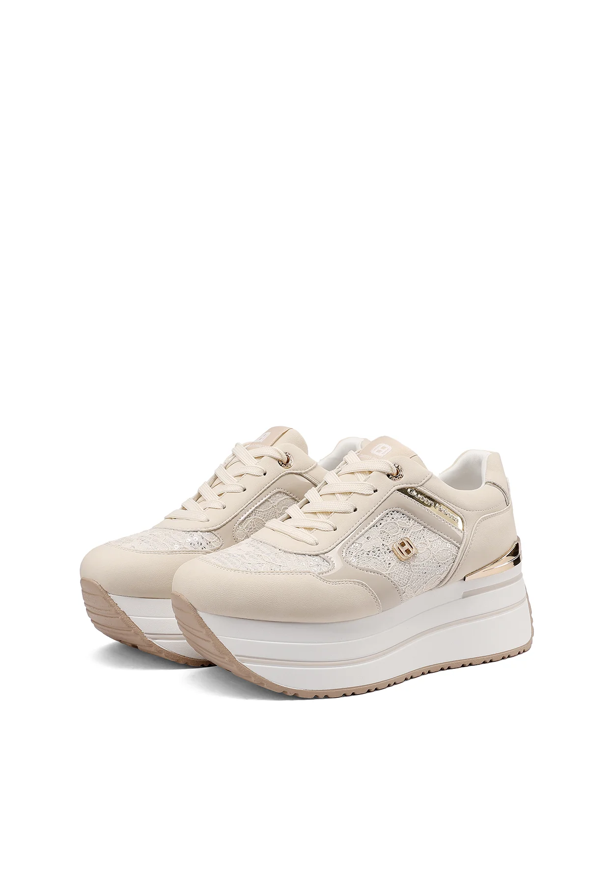 Sneakers platform con inserti ricamati eleganti X34-48 - immagine 5