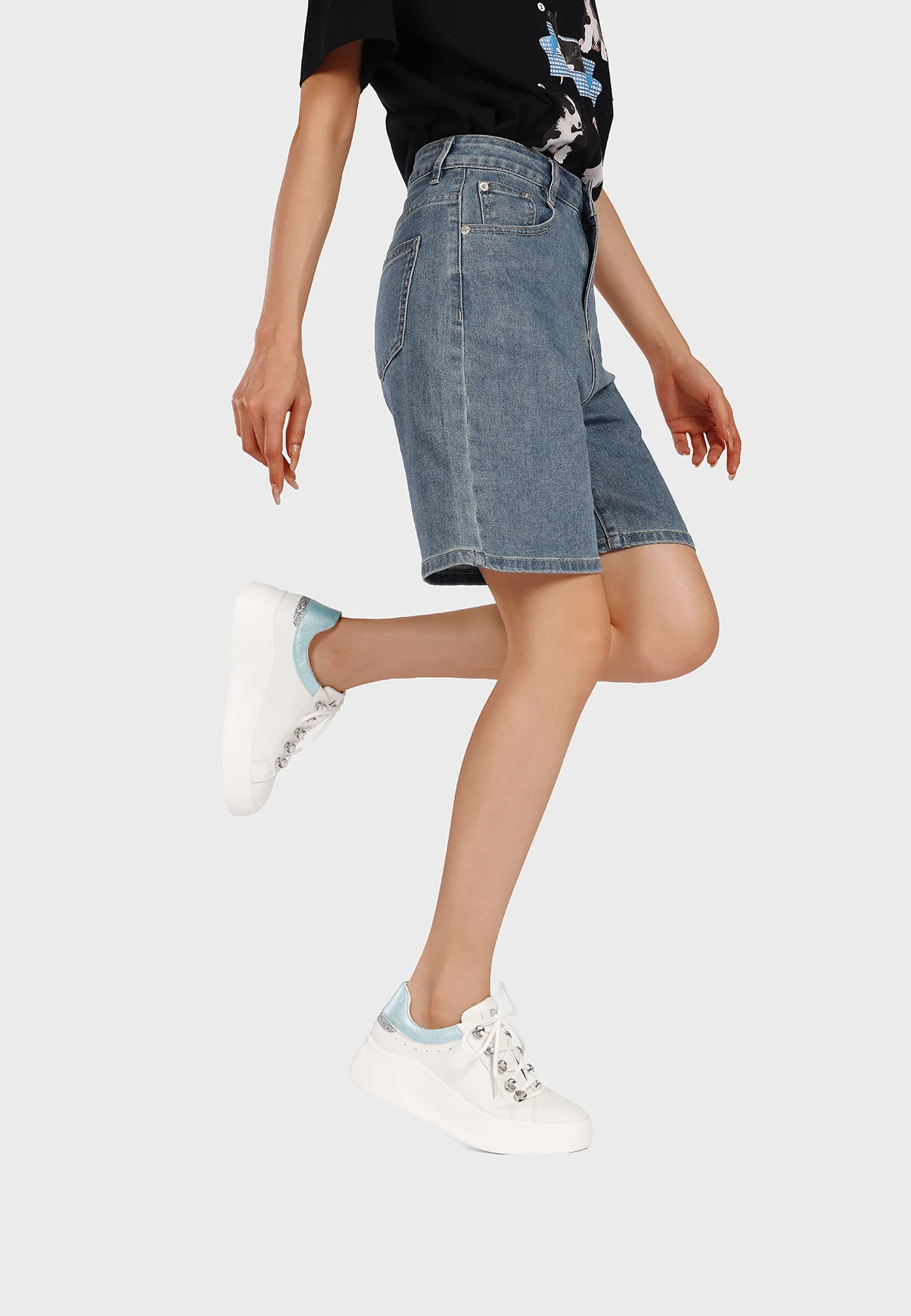 Sneakers platform con lacci gioiello X34-11 - immagine 9