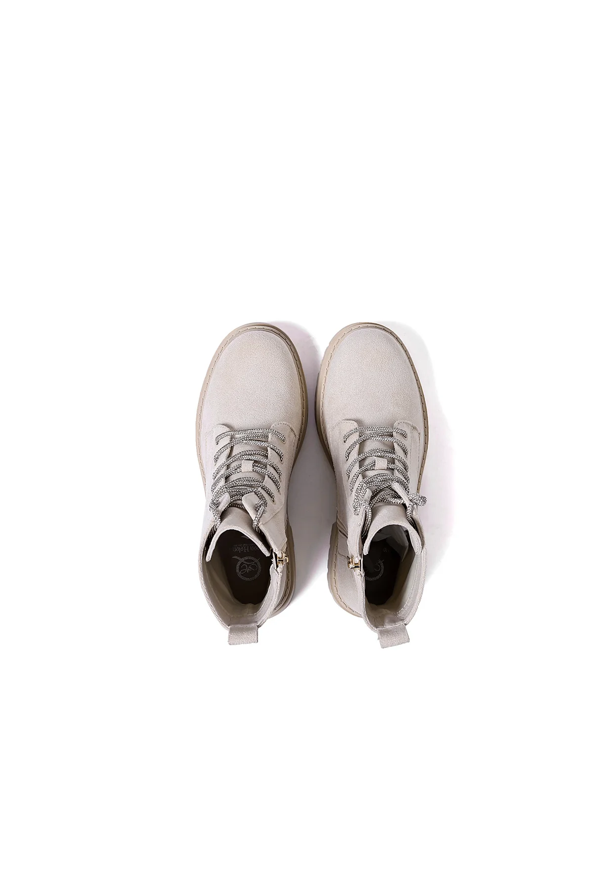 Stivaletto combat beige con lacci X30-103 - immagine 8